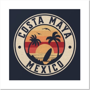 Costa Maya Mexico Vintage Sunset Beach Posters and Art